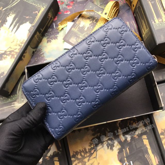 Gucci包 古馳錢包 547791藍全皮 原單NY Yankccs系列拉鏈錢包 Gucci長錢包  gudj1042